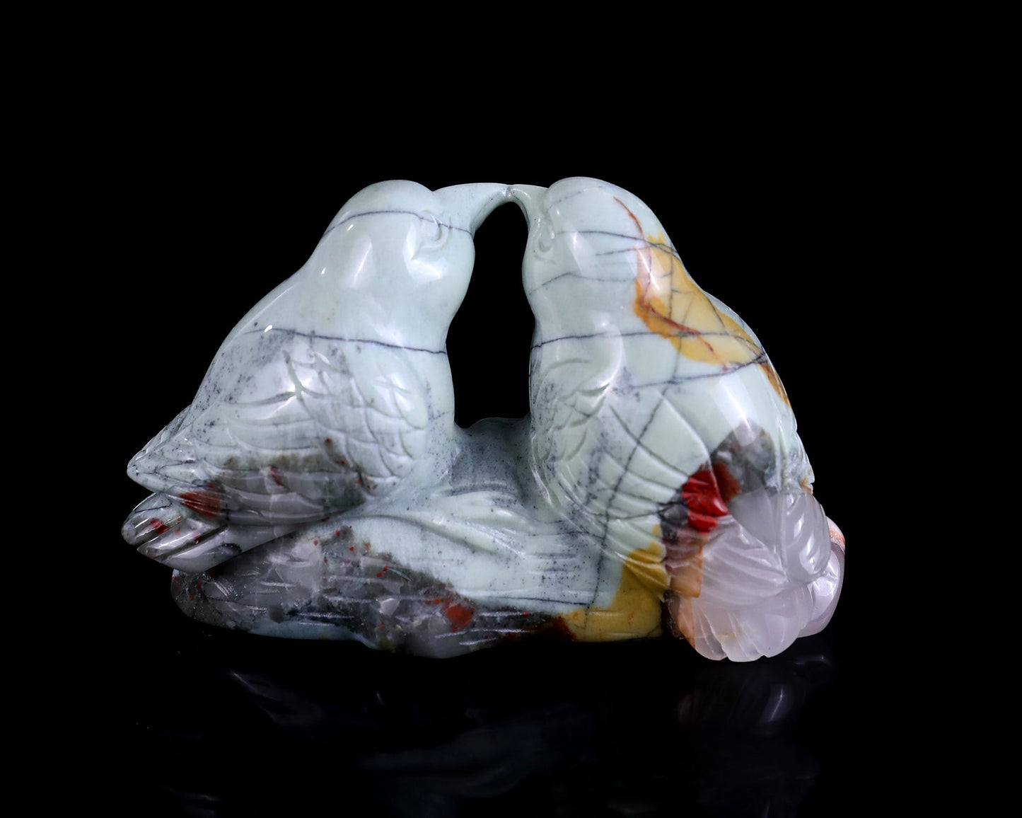 Nicedony 4.1" African Blood Stone Hand Carved Crystal Birds Sculpture - View 5