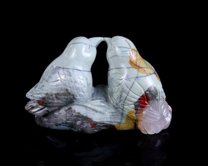 Nicedony 4.1" African Blood Stone Hand Carved Crystal Birds Sculpture - View 5