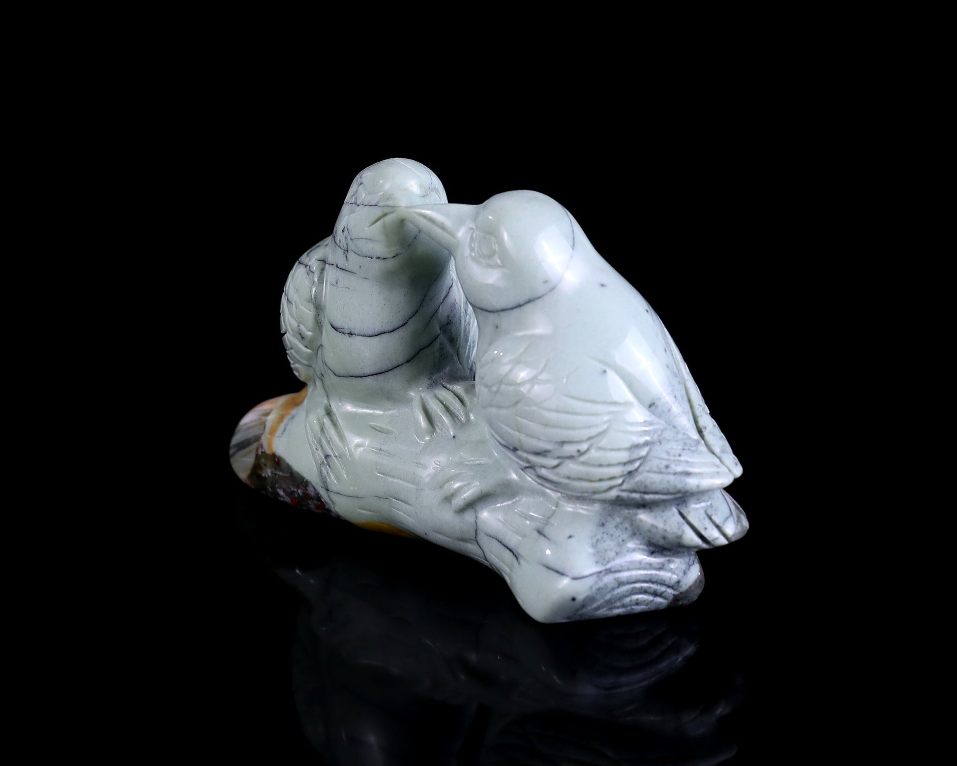 Nicedony 4.1" African Blood Stone Hand Carved Crystal Birds Sculpture - View 9