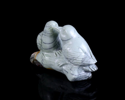 Nicedony 4.1" African Blood Stone Hand Carved Crystal Birds Sculpture - View 9