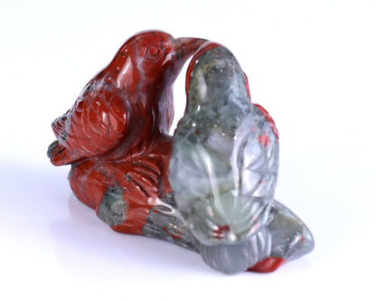 Nicedony 4.1" African Blood Stone Hand Carved Crystal Birds Sculpture - View 13