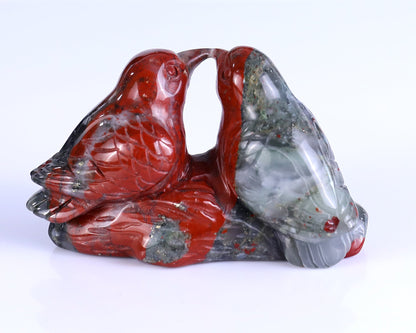 Nicedony 4.1" African Blood Stone Hand Carved Crystal Birds Sculpture - View 14