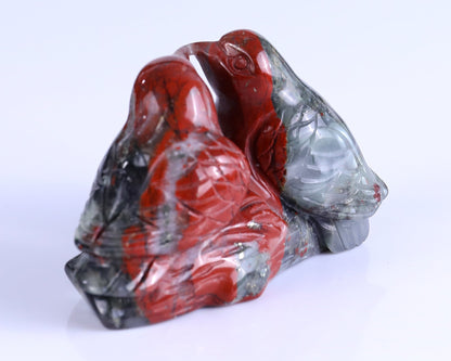 Nicedony 4.1" African Blood Stone Hand Carved Crystal Birds Sculpture - View 15