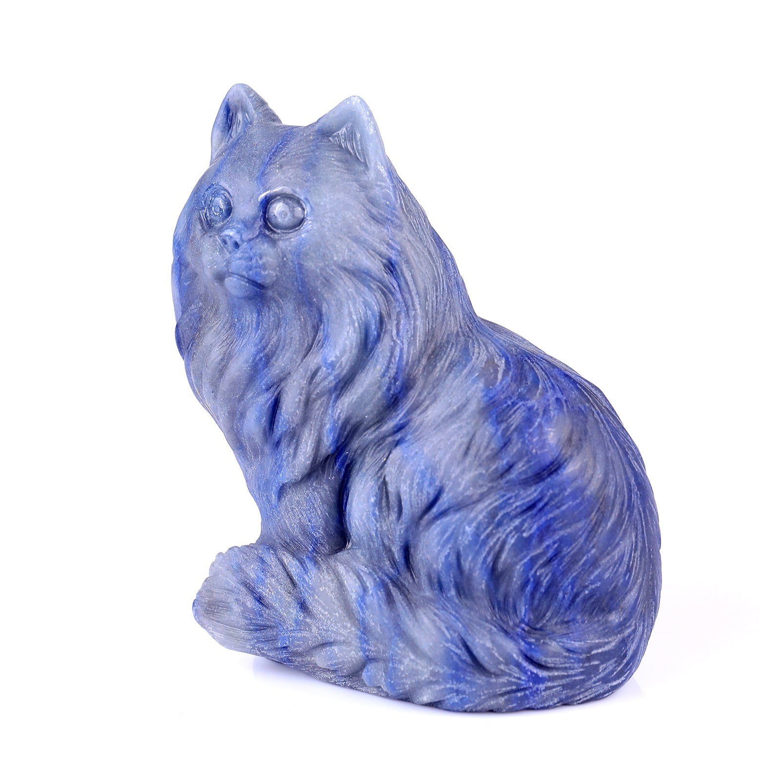 Nicedony 4.1" Blue Aventurine Hand Carved Persian Cat Sculpture - View 7