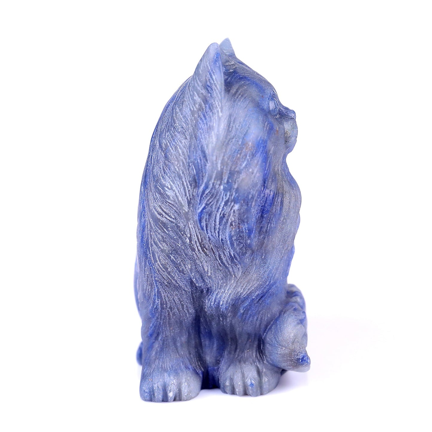 Nicedony 4.1" Blue Aventurine Hand Carved Persian Cat Sculpture - View 3