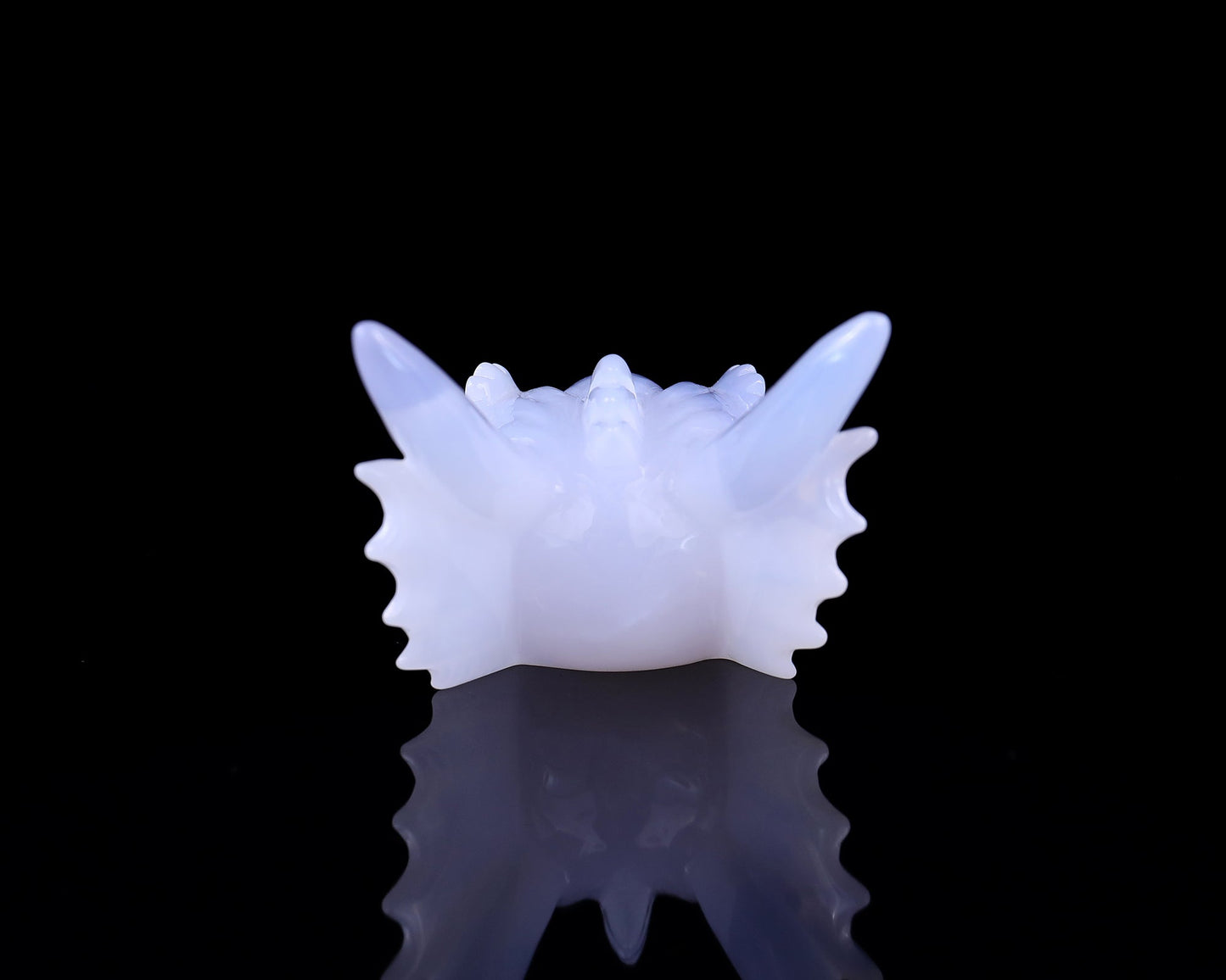 Nicedony 4.1" Blue Chalcedony Hand Carved Dragon Skull Sculpture - View 5