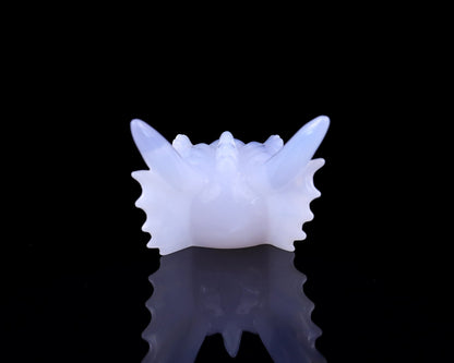 Nicedony 4.1" Blue Chalcedony Hand Carved Dragon Skull Sculpture - View 5