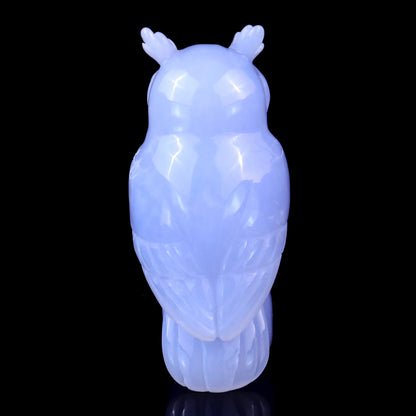 Nicedony 4.1" Blue Chalcedony Hand Carved Crystal Owl Sculpture - View 5