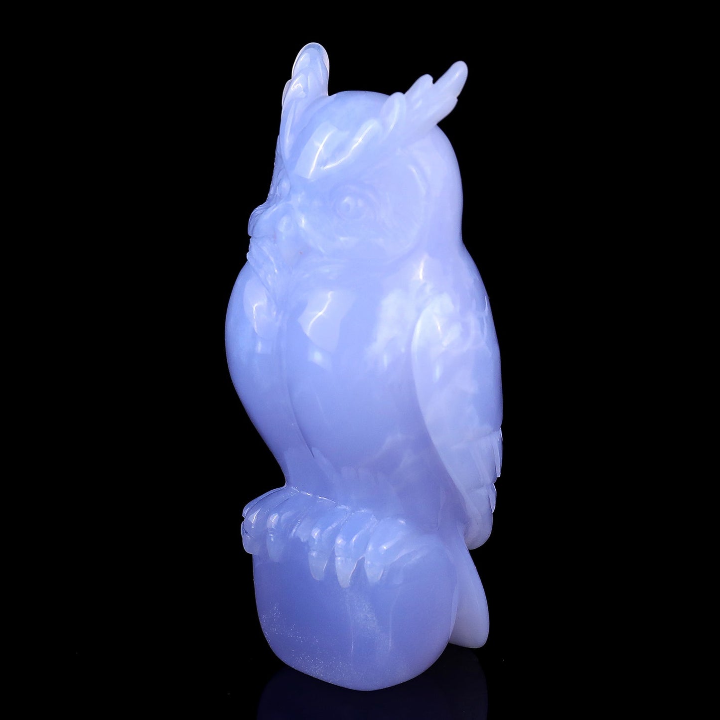 Nicedony 4.1" Blue Chalcedony Hand Carved Crystal Owl Sculpture - View 7