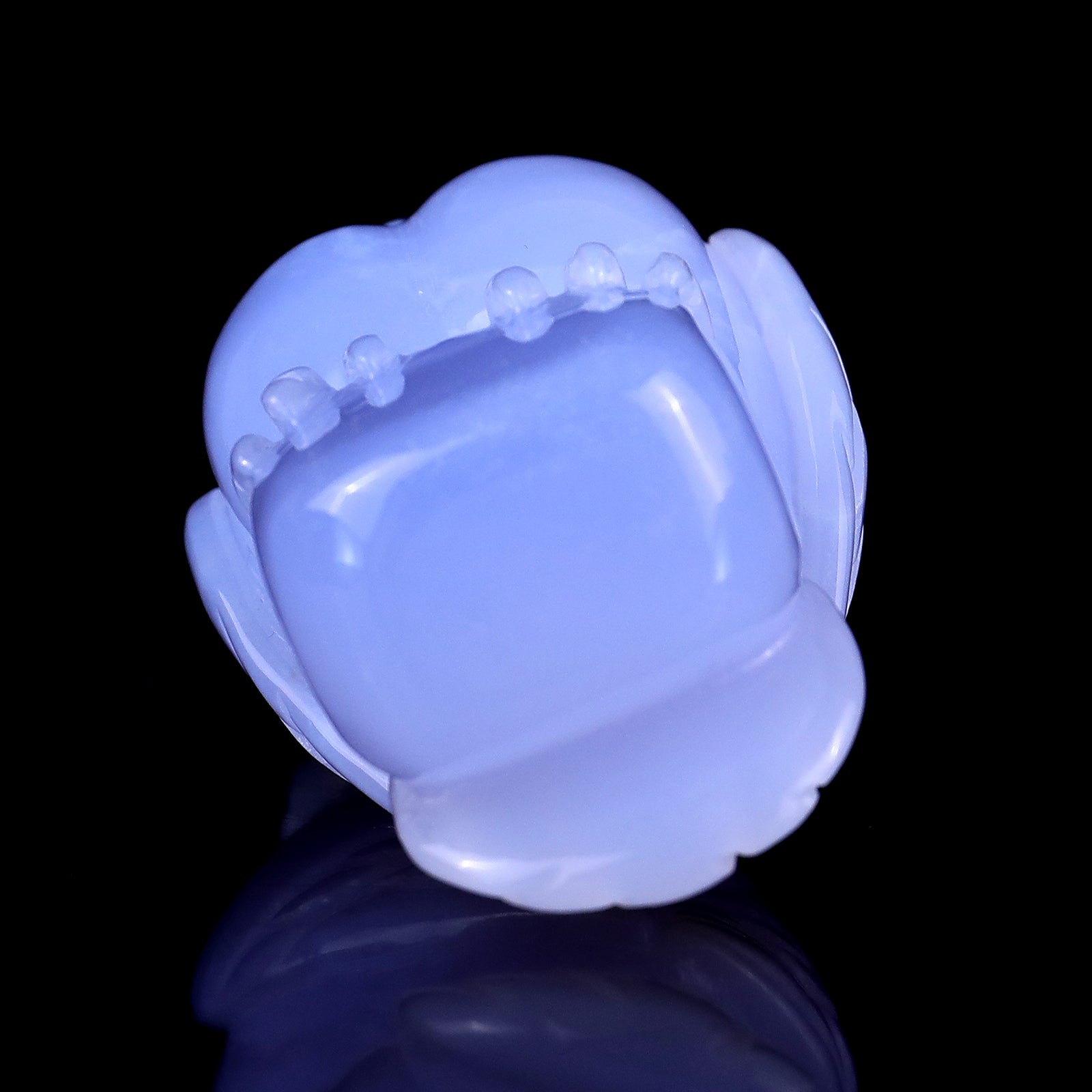 Nicedony 4.1" Blue Chalcedony Hand Carved Crystal Owl Sculpture - View 6