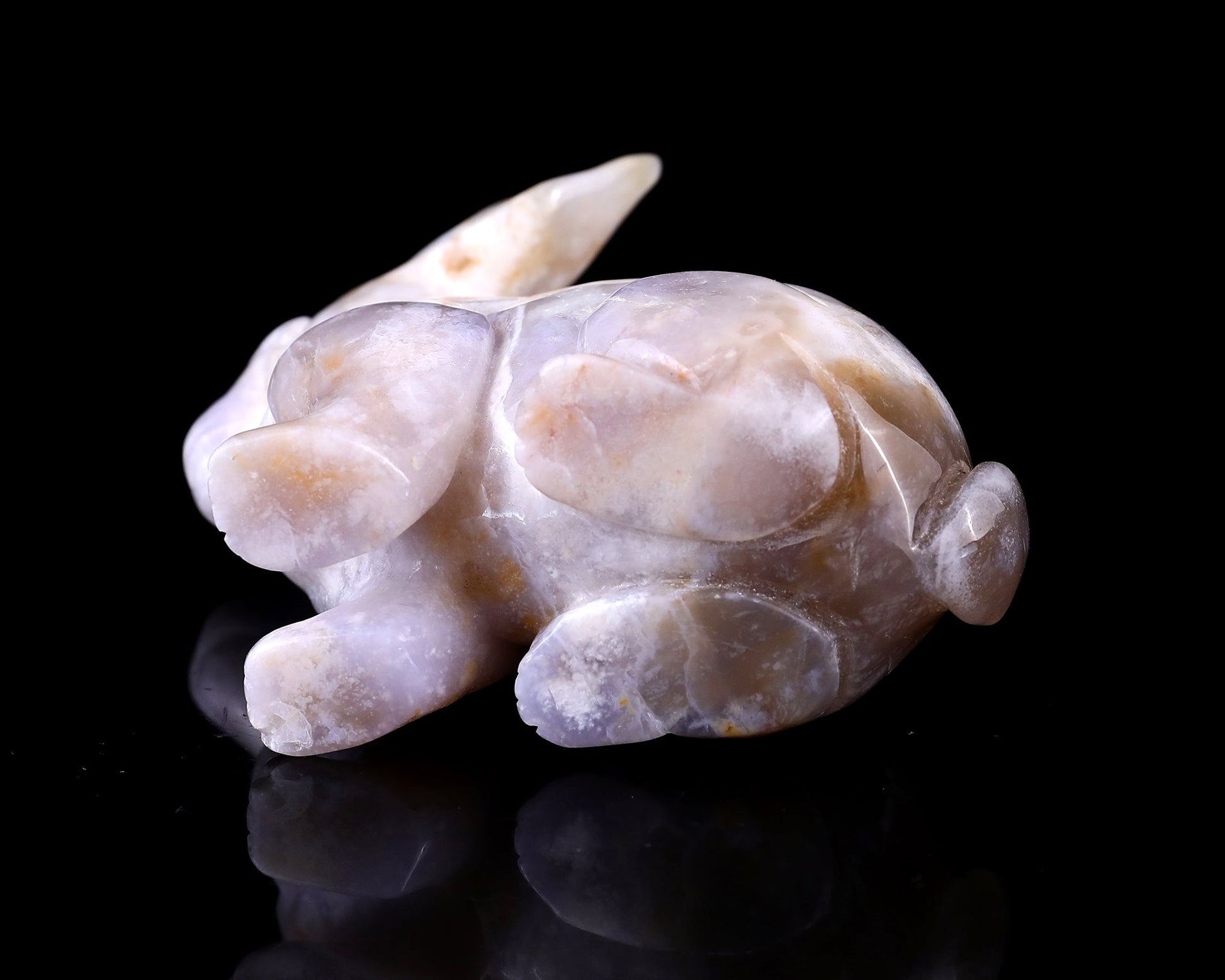 Nicedony 4.1" Blue Chalcedony Hand Carved Crystal Rabbit Sculpture - View 6