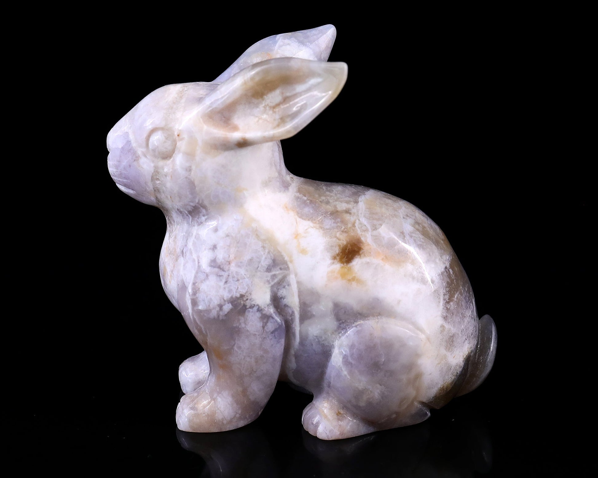 Nicedony 4.1" Blue Chalcedony Hand Carved Crystal Rabbit Sculpture - View 4