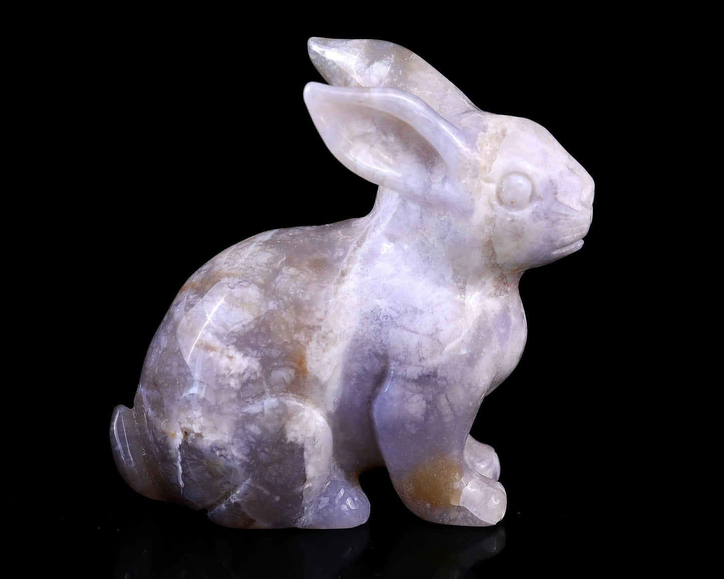 Nicedony 4.1" Blue Chalcedony Hand Carved Crystal Rabbit Sculpture - View 3