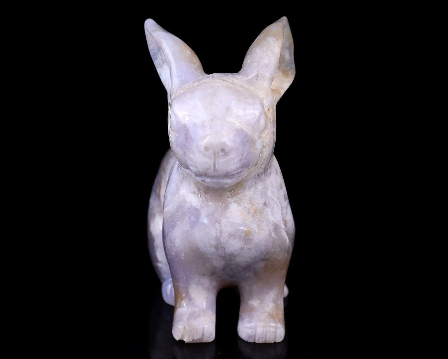 Nicedony 4.1" Blue Chalcedony Hand Carved Crystal Rabbit Sculpture - View 2