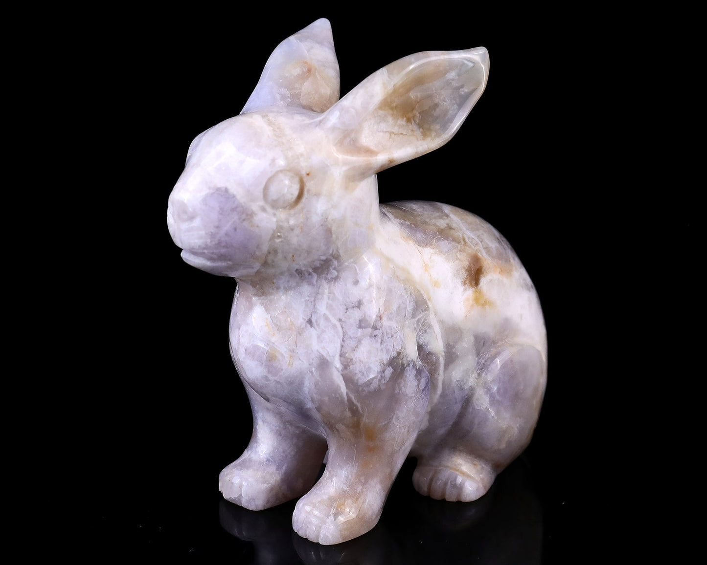 Nicedony 4.1" Blue Chalcedony Hand Carved Crystal Rabbit Sculpture - View 7