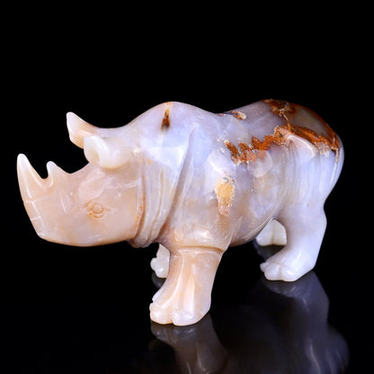 Nicedony 4.1" Blue Chalcedony Hand Carved Rhinoceros Sculpture - View 7