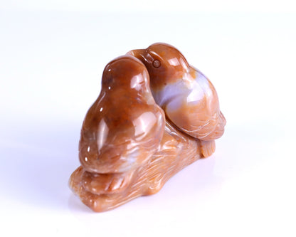 Nicedony 4.1" Chalcedony Hand Carved Crystal Birds Sculpture - View 34