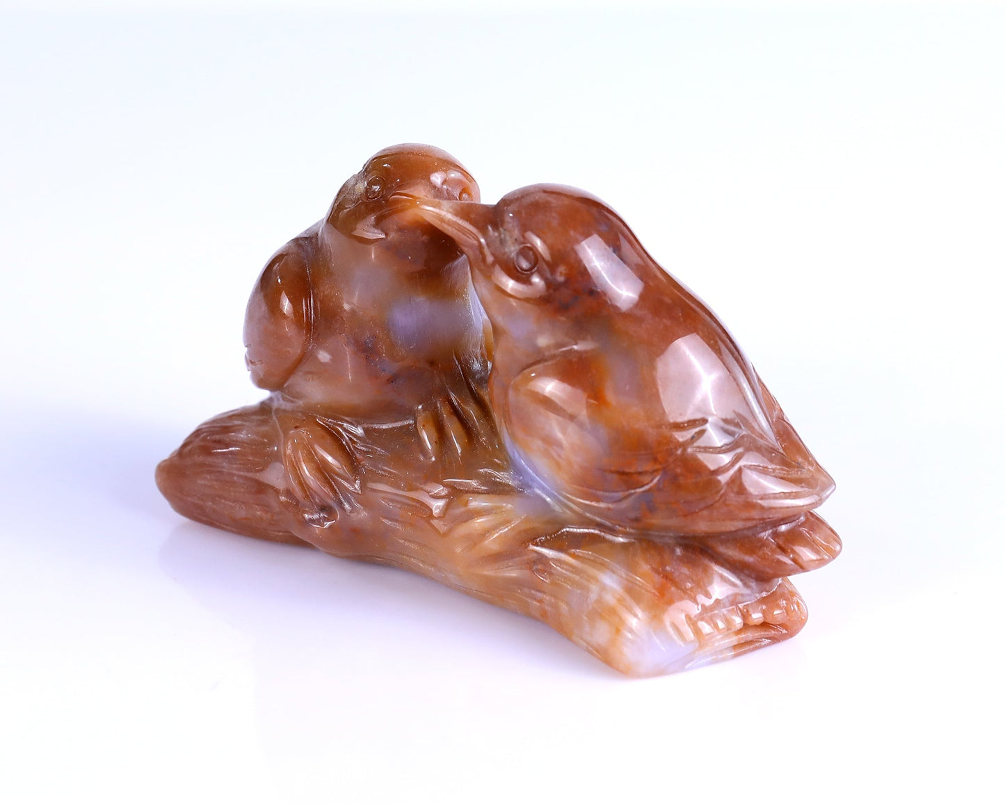 Nicedony 4.1" Chalcedony Hand Carved Crystal Birds Sculpture - View 37