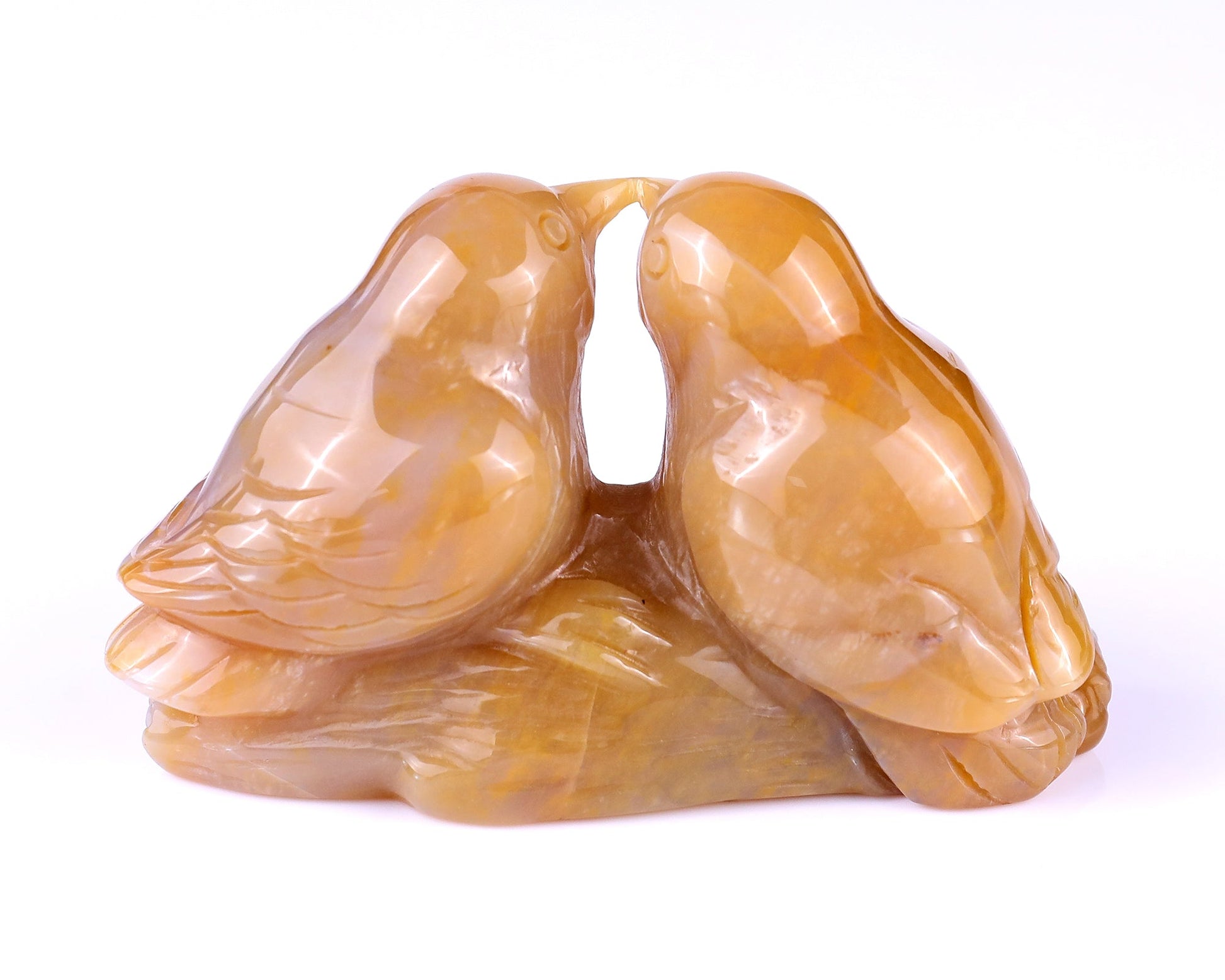 Nicedony 4.1" Chalcedony Hand Carved Crystal Birds Sculpture - #3100179