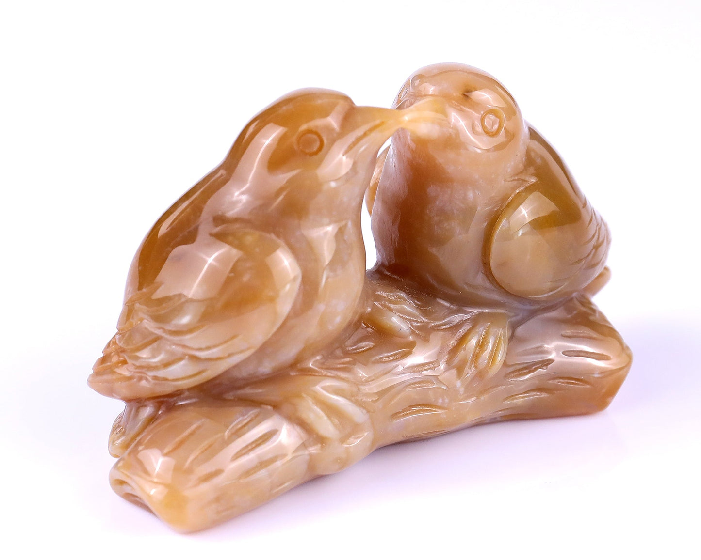 Nicedony 4.1" Chalcedony Hand Carved Crystal Birds Sculpture - View 11