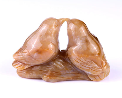 Nicedony 4.1" Chalcedony Hand Carved Crystal Birds Sculpture - View 14