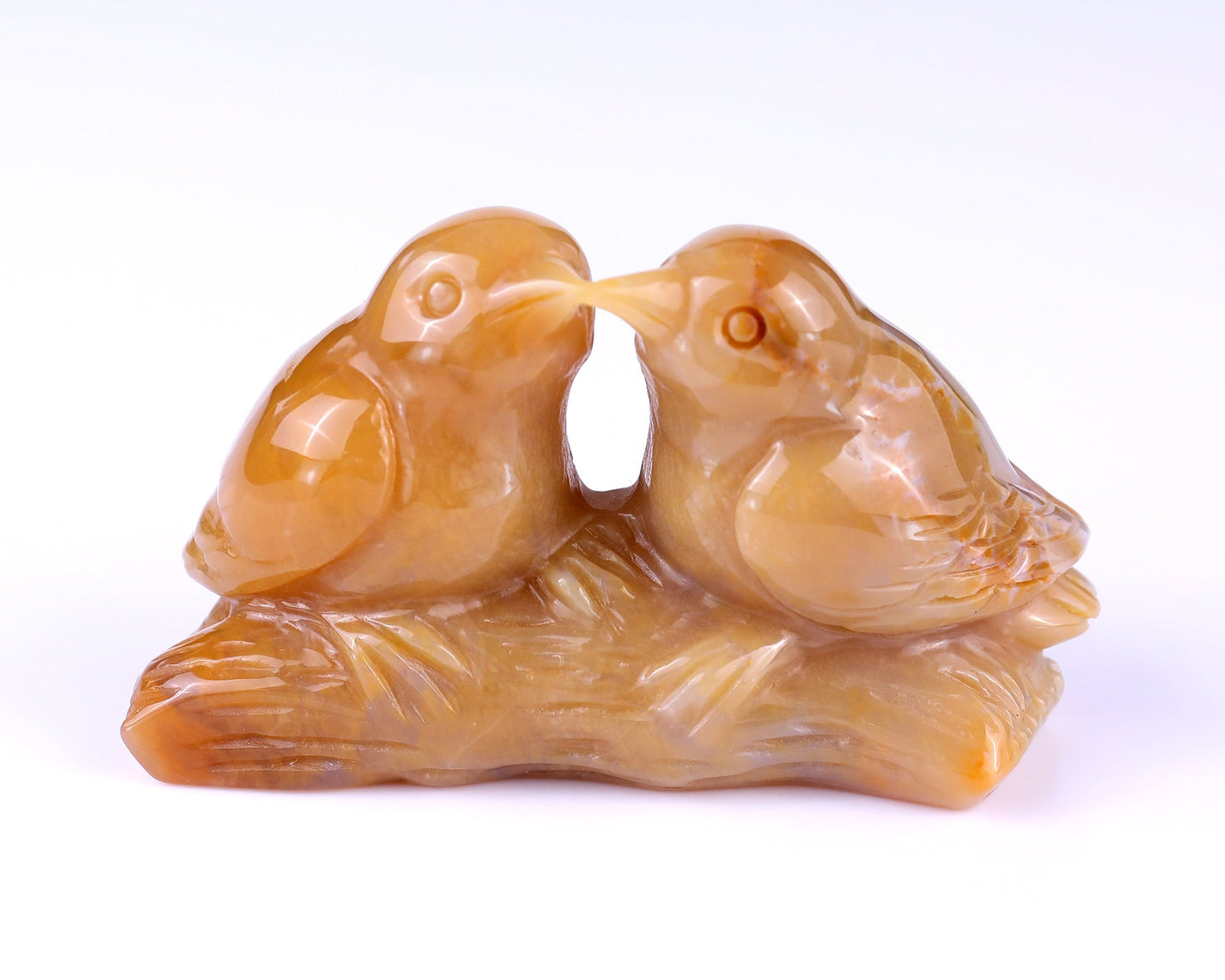 Nicedony 4.1" Chalcedony Hand Carved Crystal Birds Sculpture - #4100083