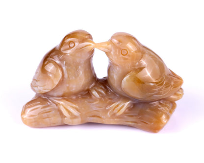 Nicedony 4.1" Chalcedony Hand Carved Crystal Birds Sculpture - View 19