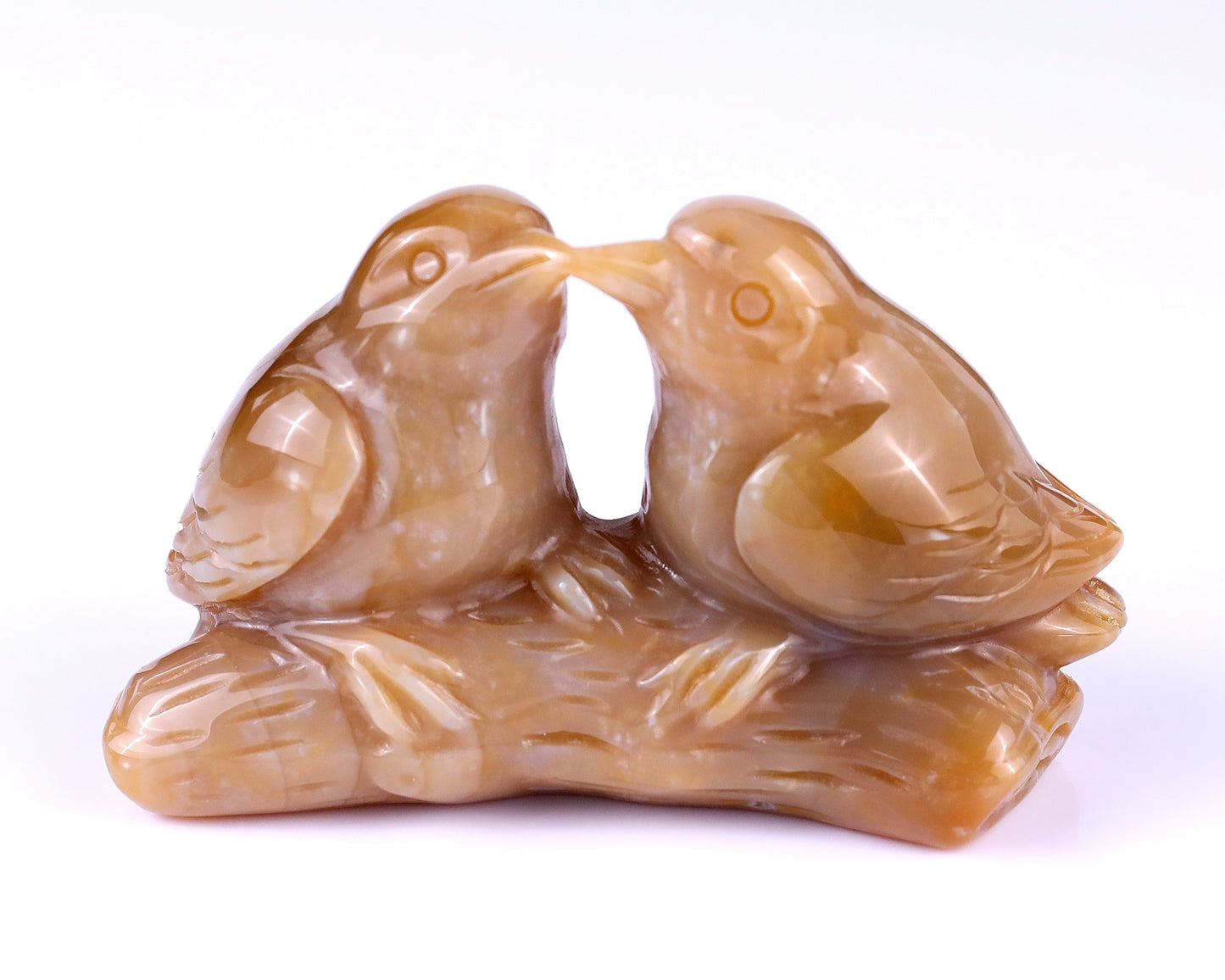 Nicedony 4.1" Chalcedony Hand Carved Crystal Birds Sculpture - View 12