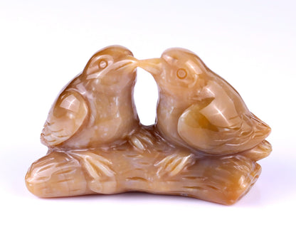 Nicedony 4.1" Chalcedony Hand Carved Crystal Birds Sculpture - View 12