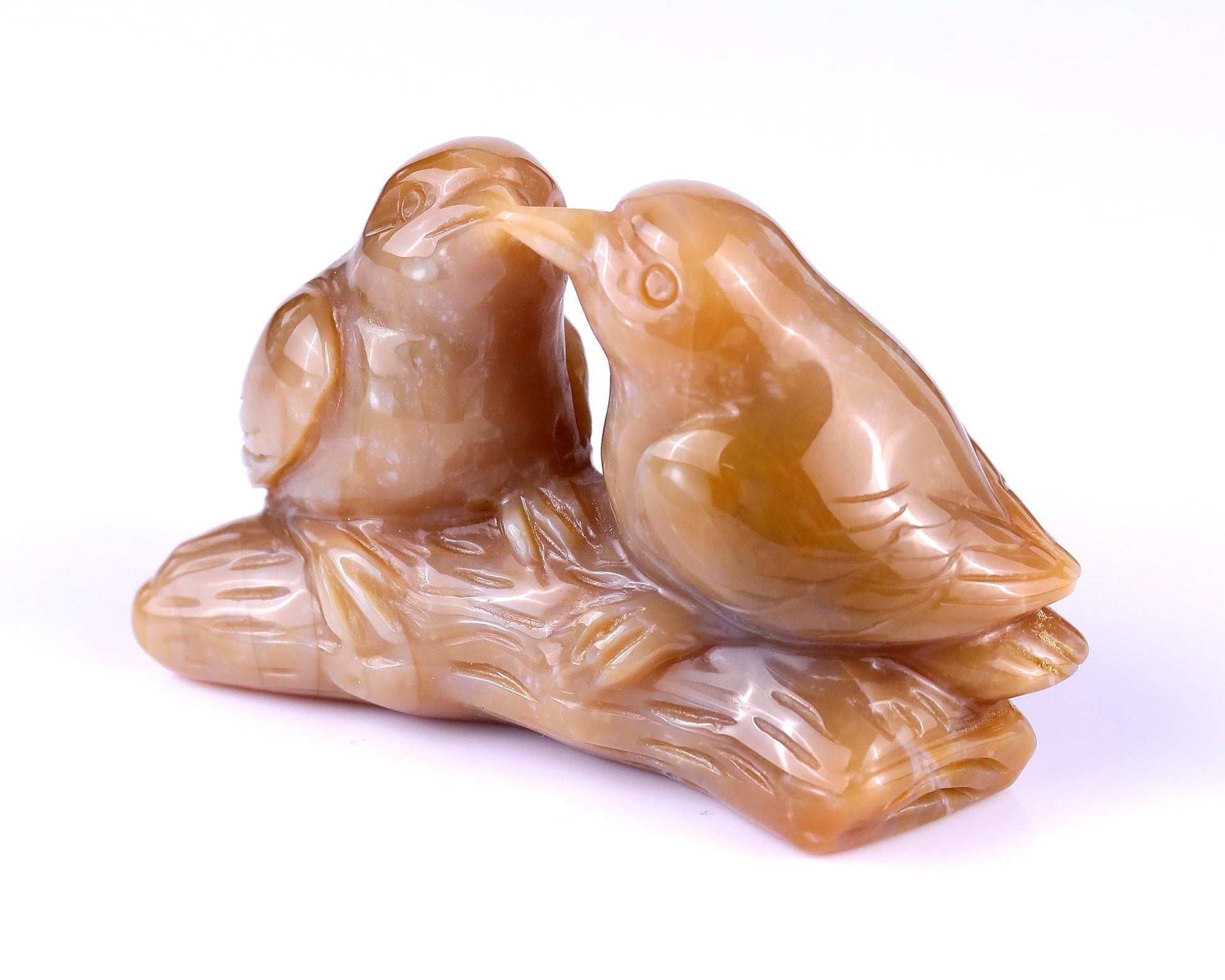 Nicedony 4.1" Chalcedony Hand Carved Crystal Birds Sculpture - View 16