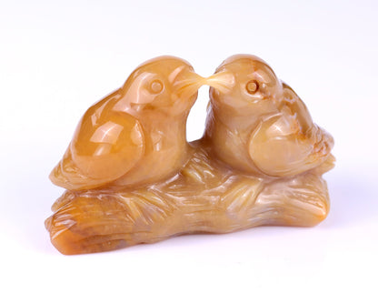 Nicedony 4.1" Chalcedony Hand Carved Crystal Birds Sculpture - View 10
