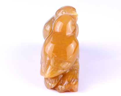 Nicedony 4.1" Chalcedony Hand Carved Crystal Birds Sculpture - #4100292