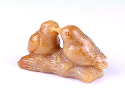 Nicedony 4.1" Chalcedony Hand Carved Crystal Birds Sculpture - View 6
