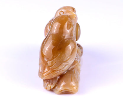 Nicedony 4.1" Chalcedony Hand Carved Crystal Birds Sculpture - View 13