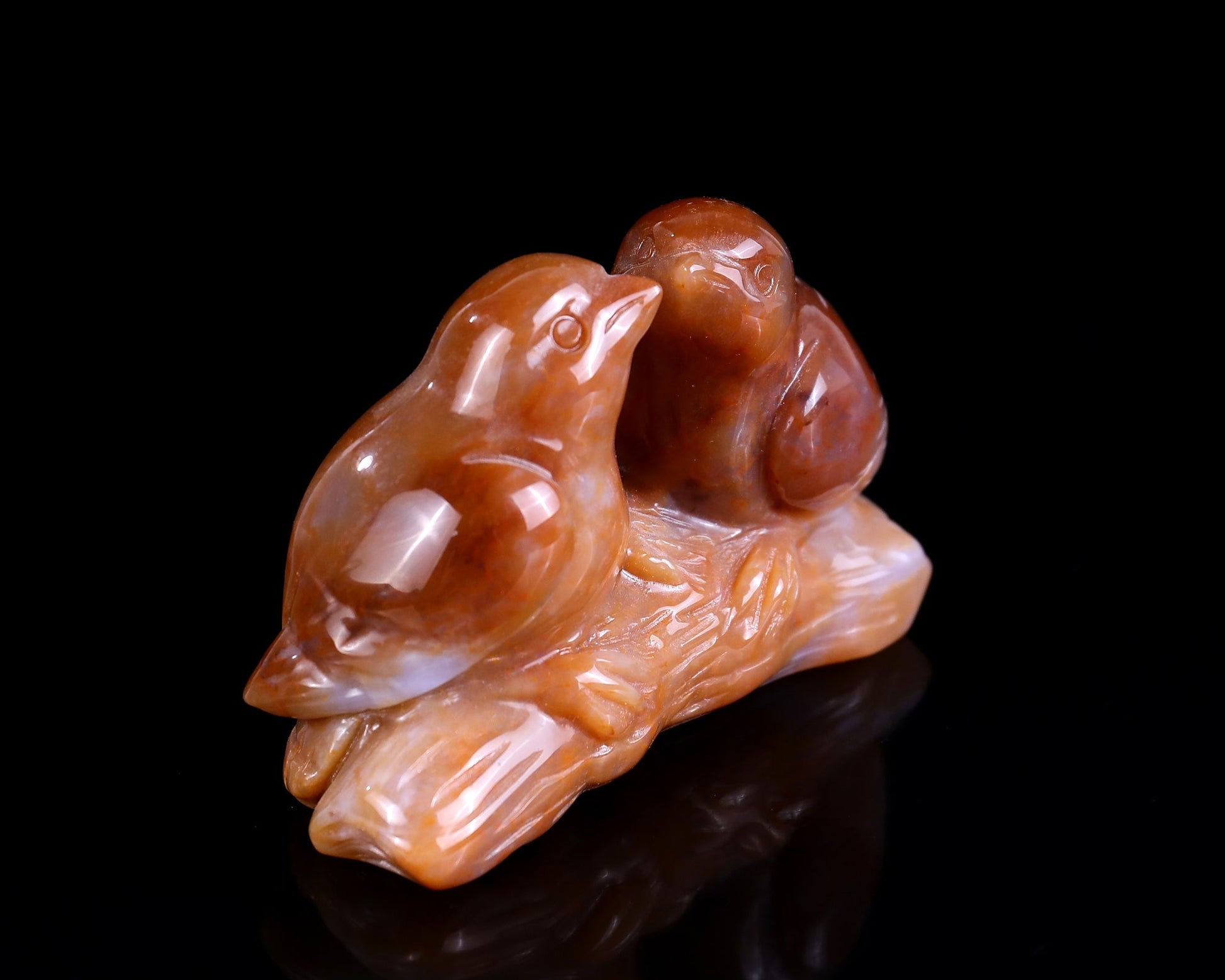 Nicedony 4.1" Chalcedony Hand Carved Crystal Birds Sculpture - View 21