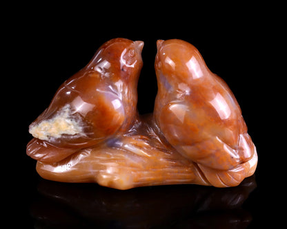 Nicedony 4.1" Chalcedony Hand Carved Crystal Birds Sculpture - View 24