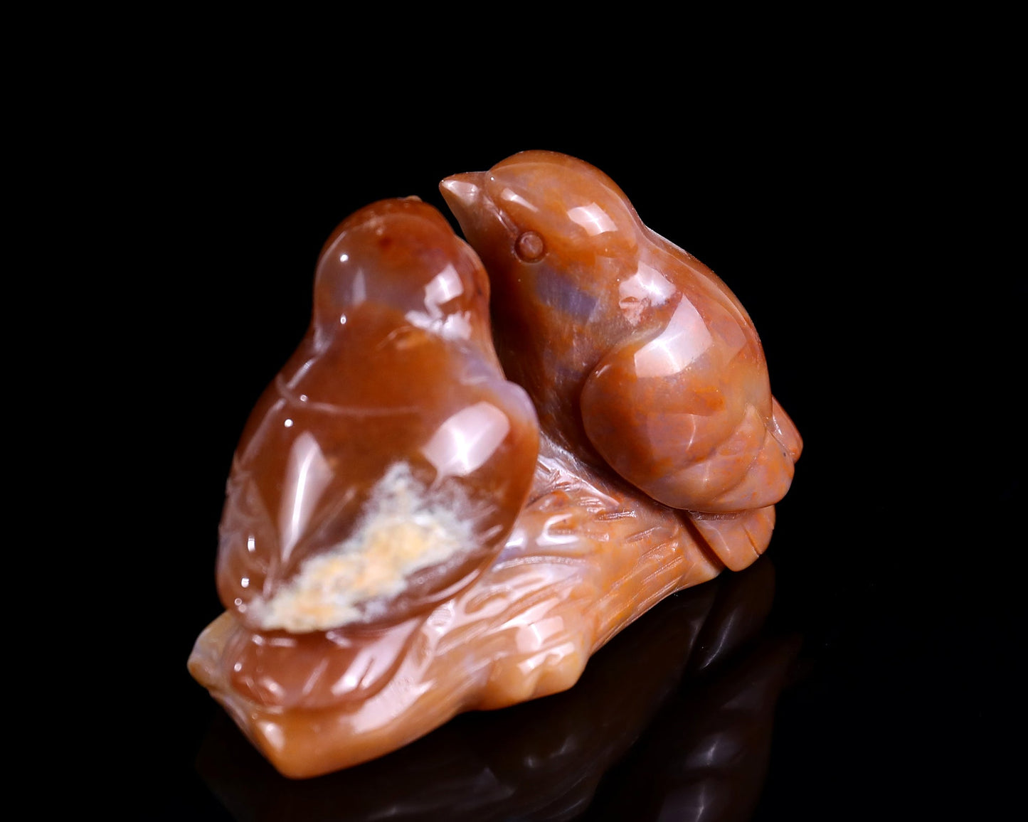 Nicedony 4.1" Chalcedony Hand Carved Crystal Birds Sculpture - View 25
