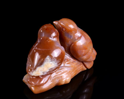 Nicedony 4.1" Chalcedony Hand Carved Crystal Birds Sculpture - View 25