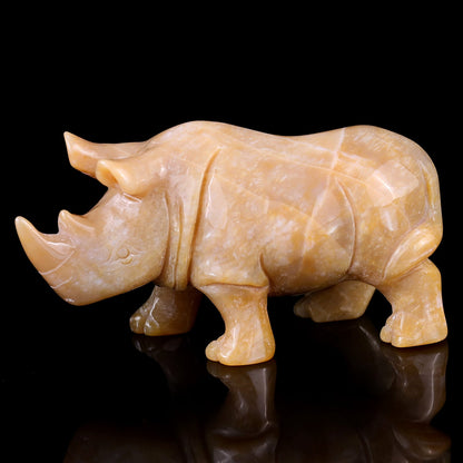 Nicedony 4.1" Chalcedony Hand Carved Crystal Rhinoceros Sculpture - View 4