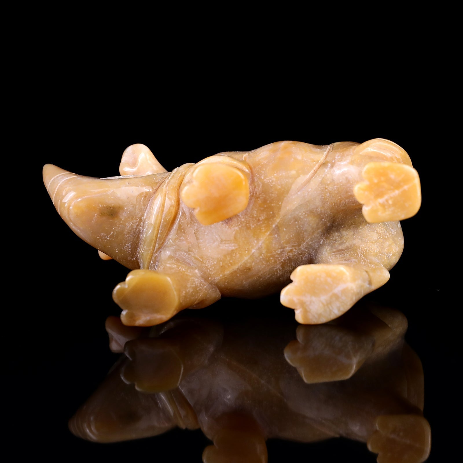 Nicedony 4.1" Chalcedony Hand Carved Crystal Rhinoceros Sculpture - View 6