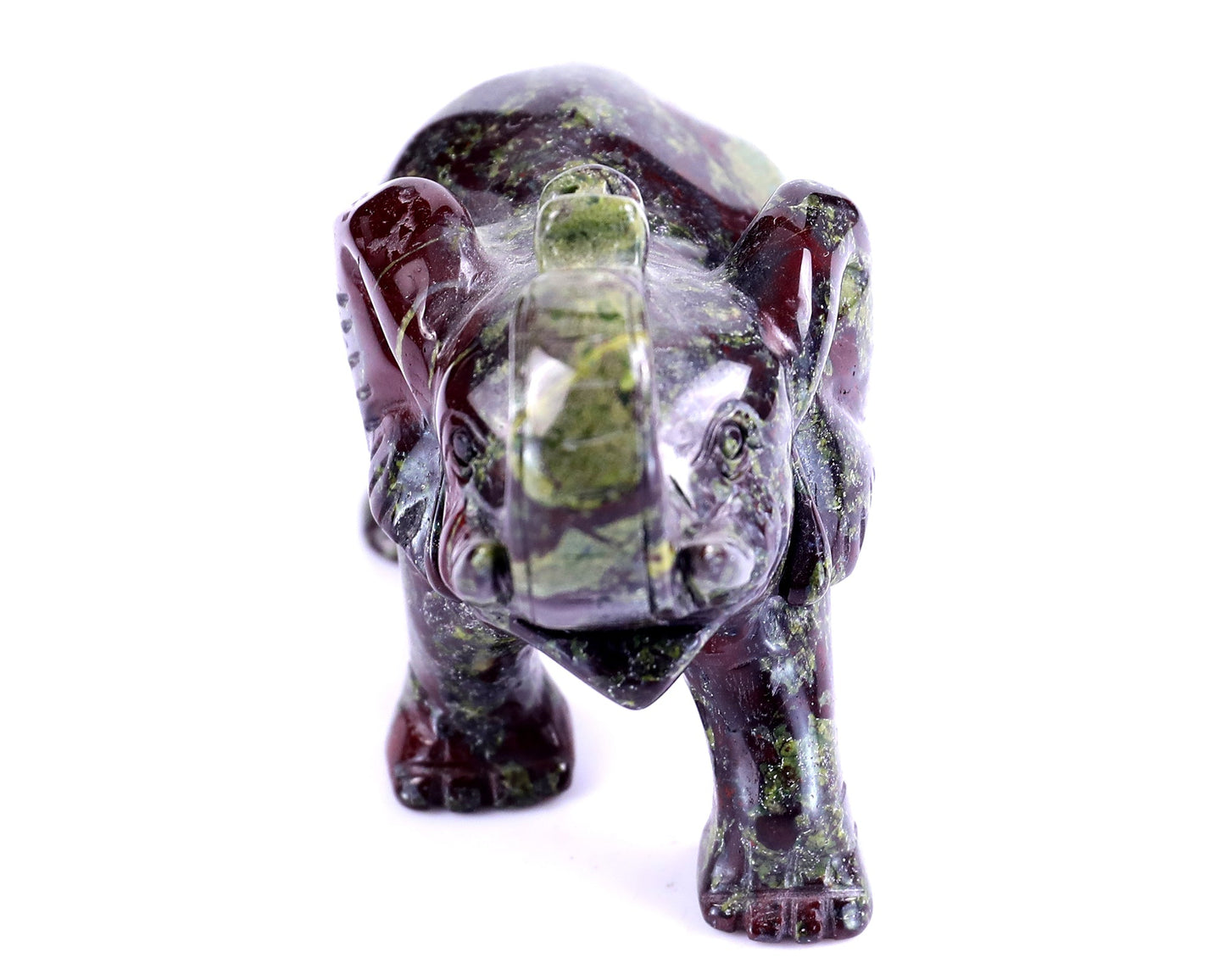 Nicedony 4.1" Dragon Blood Jasper Hand Carved Elephant Sculpture - View 2