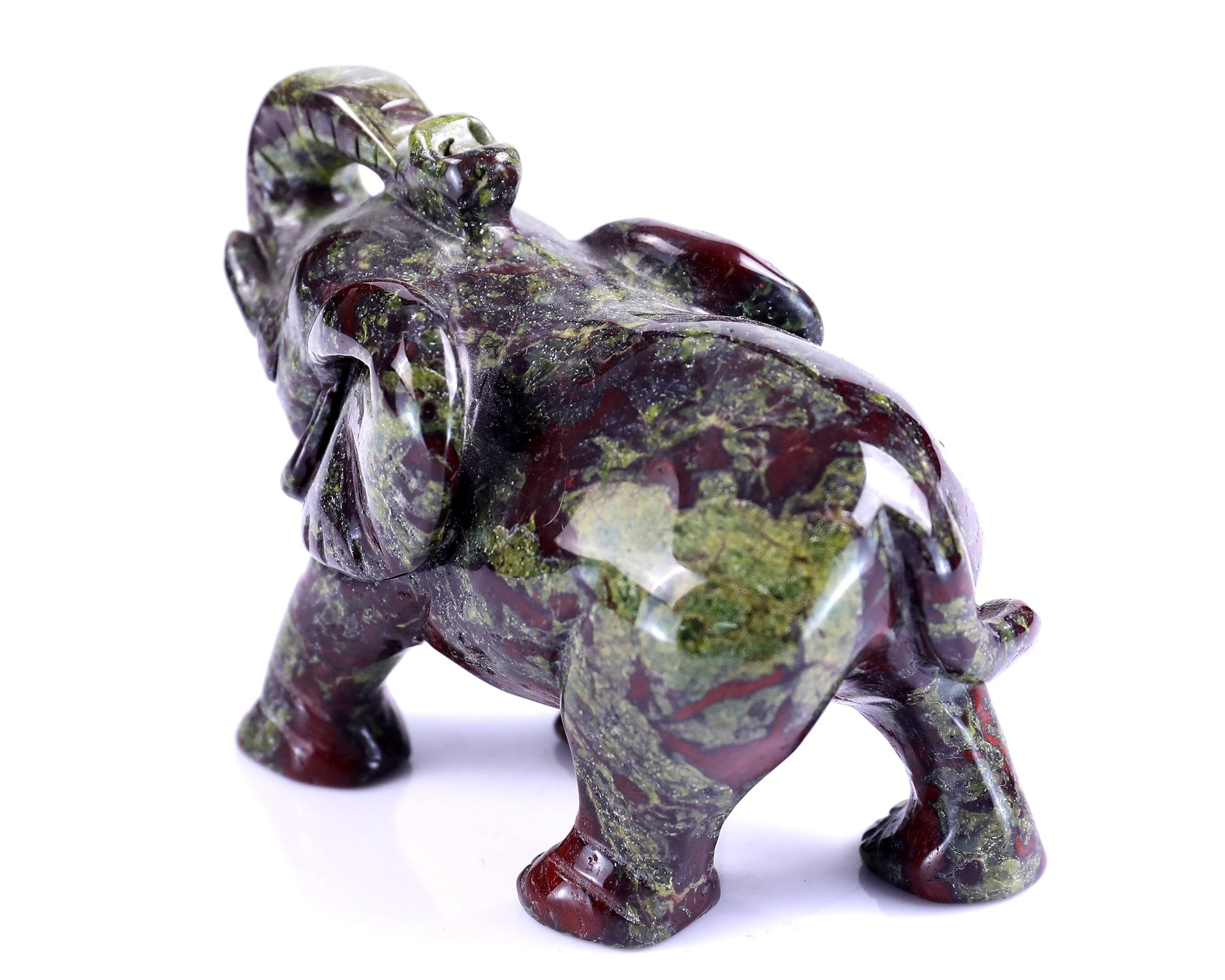 Nicedony 4.1" Dragon Blood Jasper Hand Carved Elephant Sculpture - View 6
