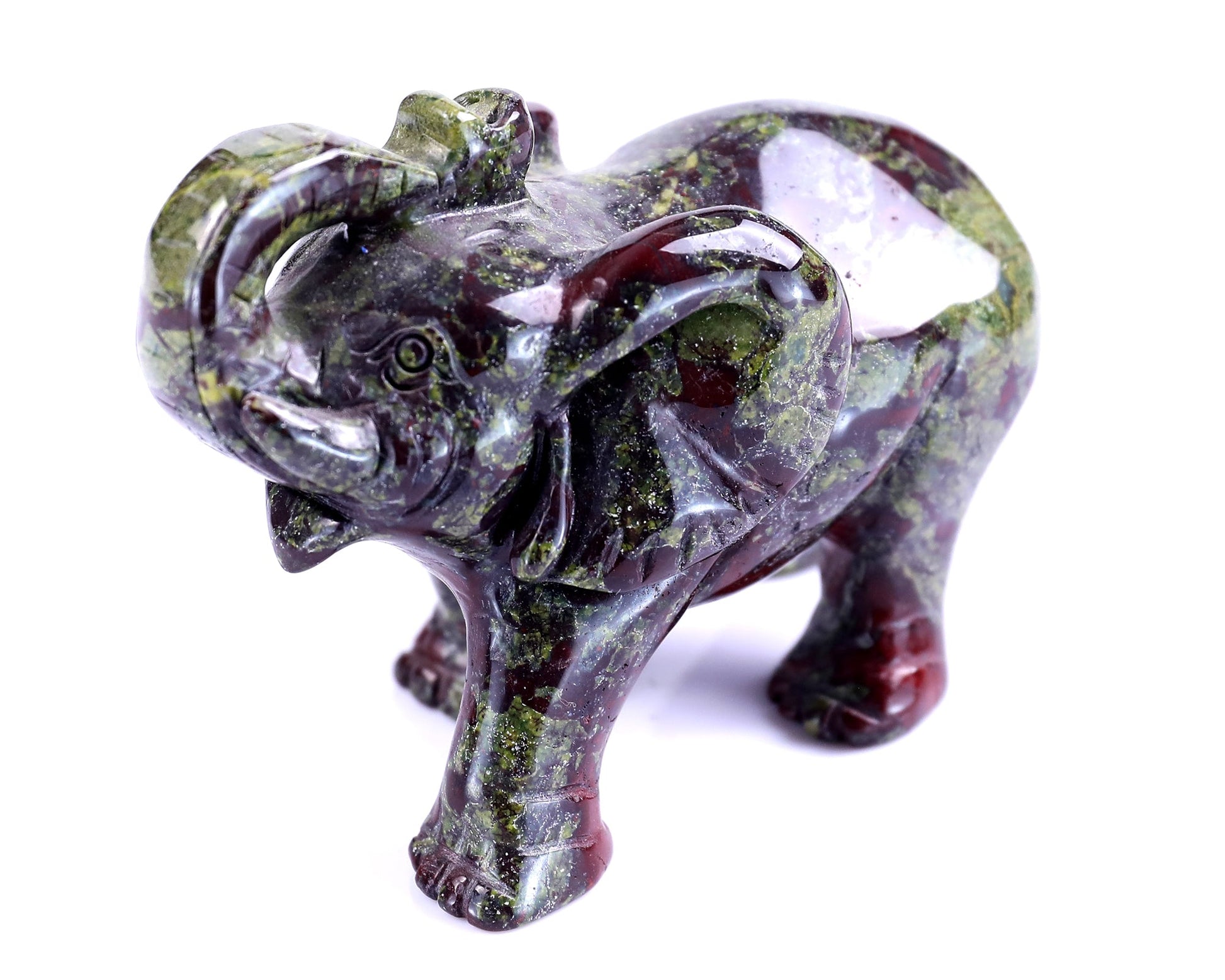 Nicedony 4.1" Dragon Blood Jasper Hand Carved Elephant Sculpture - View 9