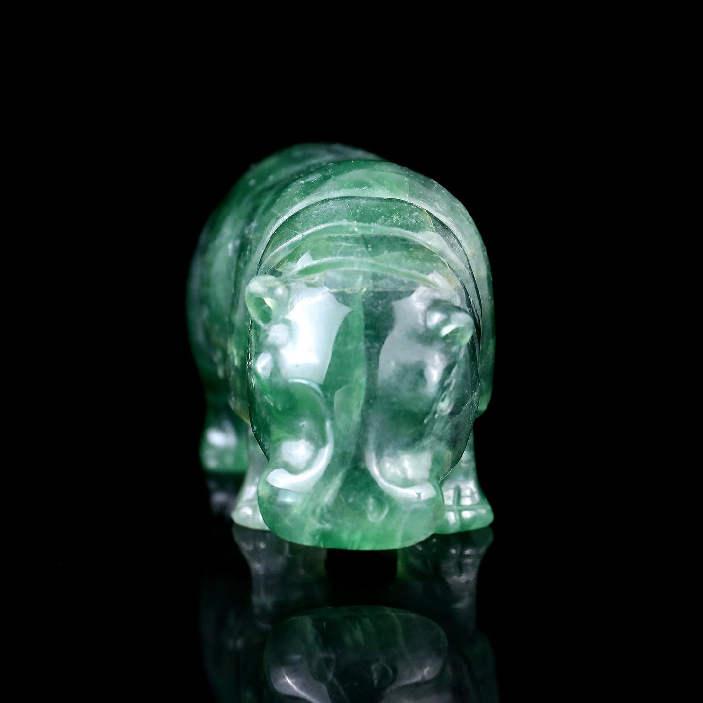 Nicedony 4.1" Fluorite Hand Carved Crystal Hippo Sculpture - View 2