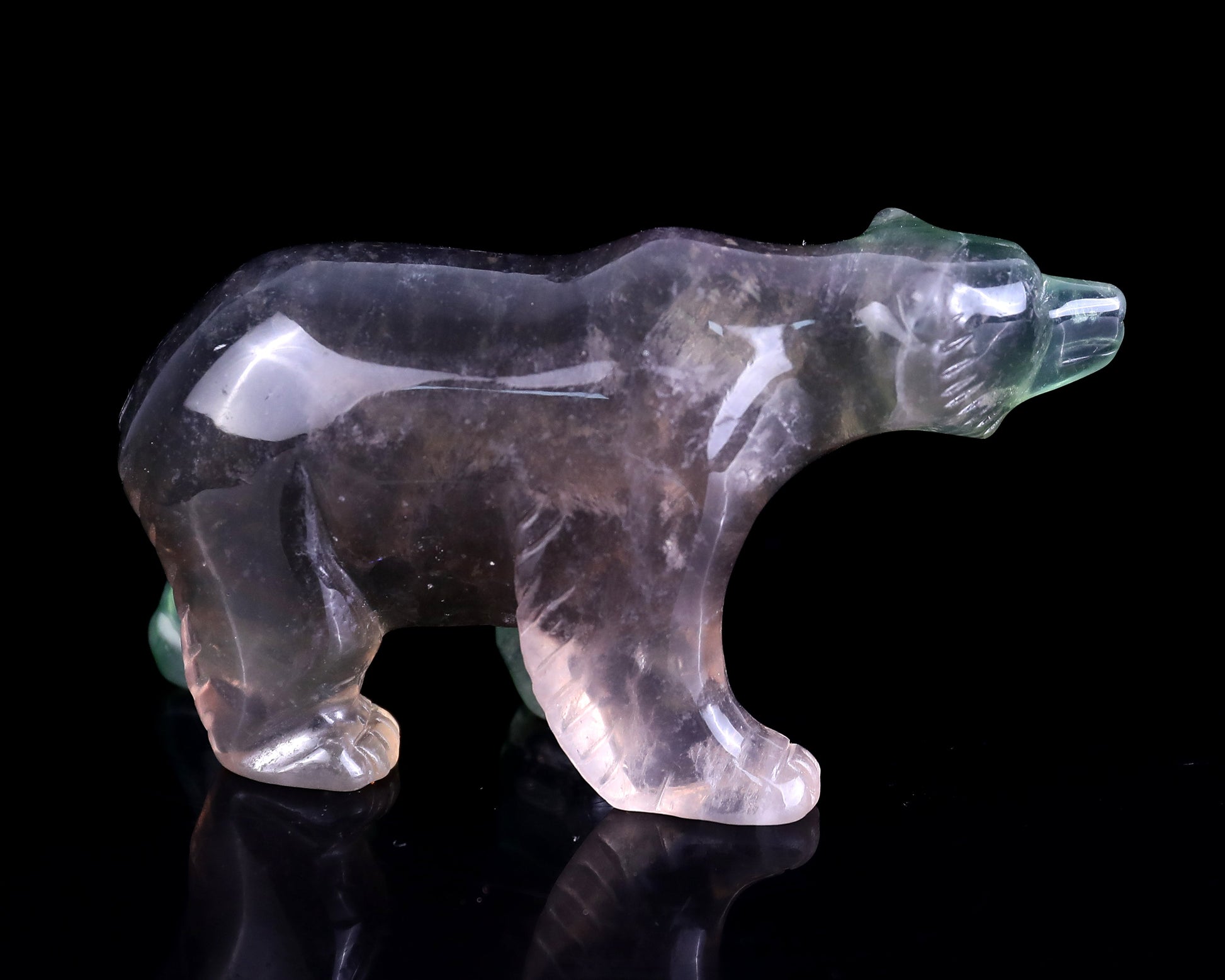 Nicedony 4.1" Fluorite Hand Carved Crystal Polar Bear Sculpture