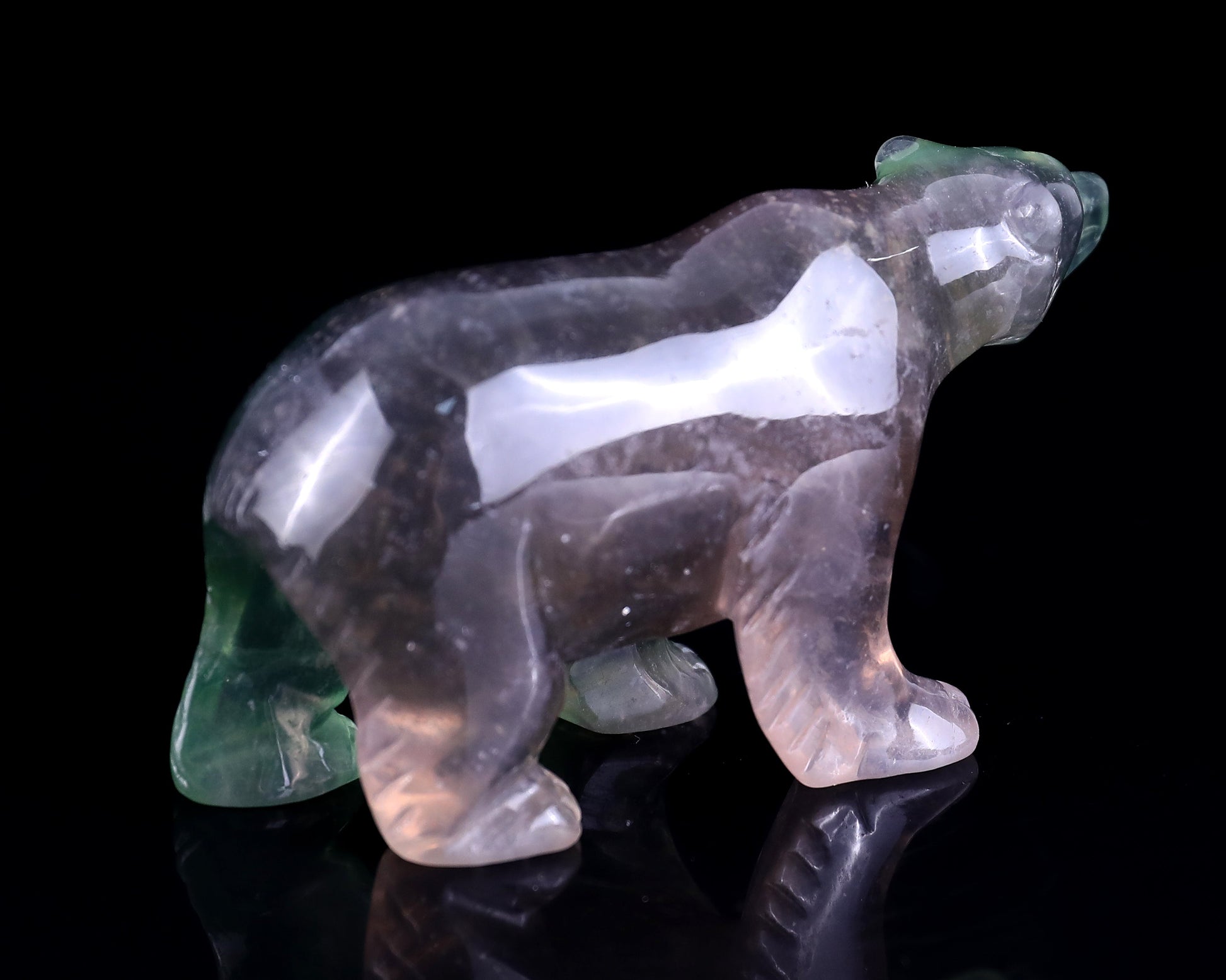 Nicedony 4.1" Fluorite Hand Carved Crystal Polar Bear Sculpture - View 3