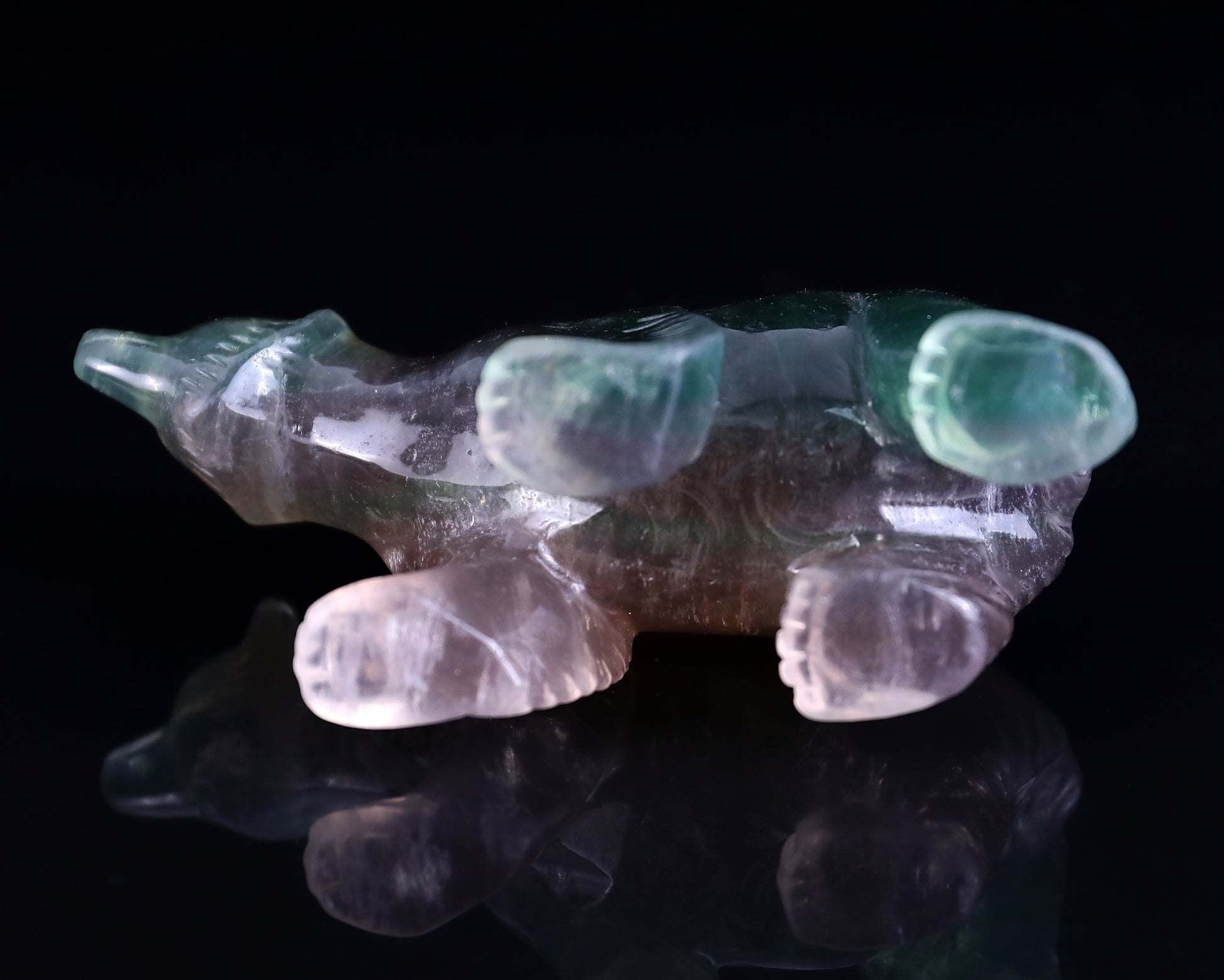 Nicedony 4.1" Fluorite Hand Carved Crystal Polar Bear Sculpture - View 7