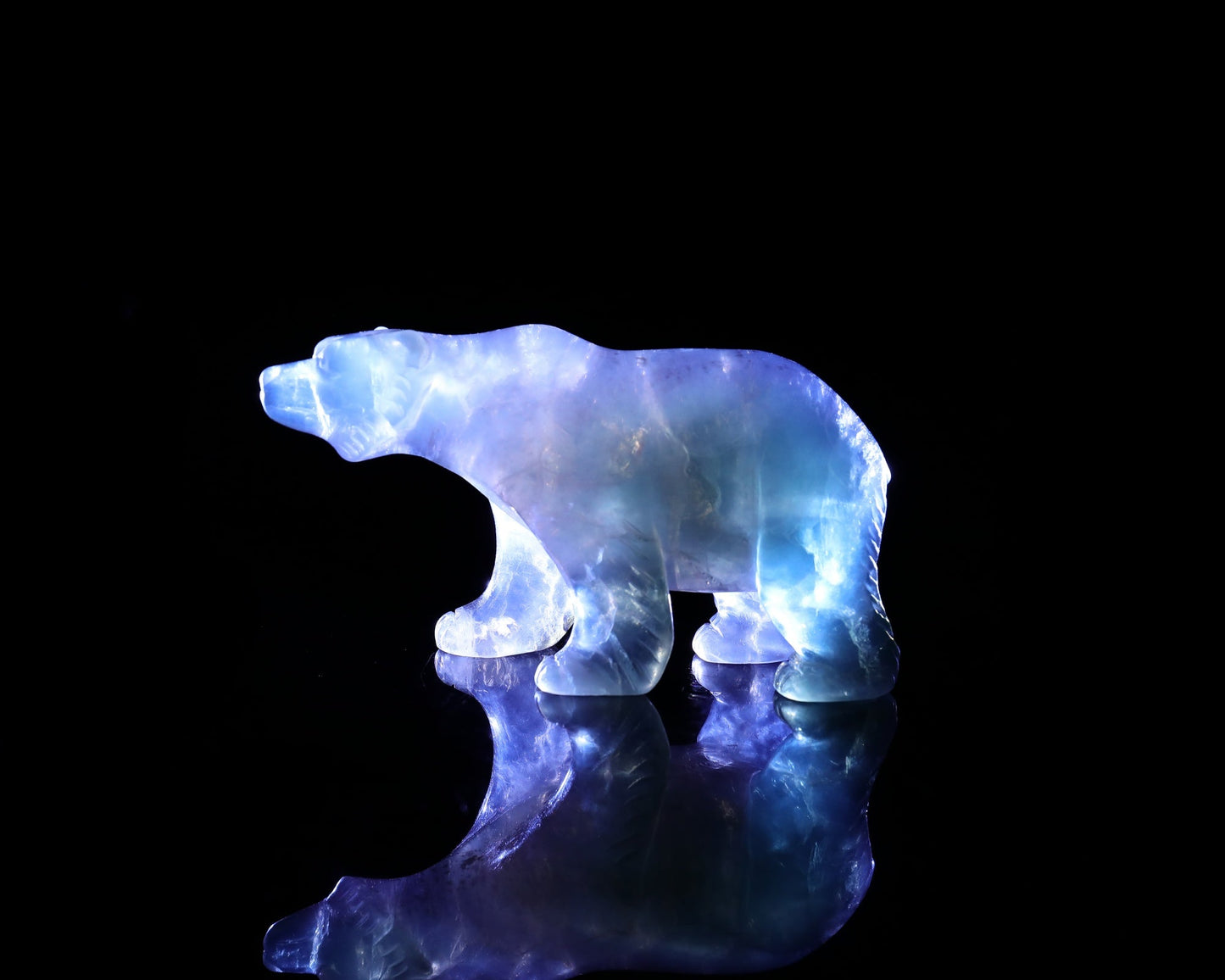 Nicedony 4.1" Fluorite Hand Carved Crystal Polar Bear Sculpture - View 9