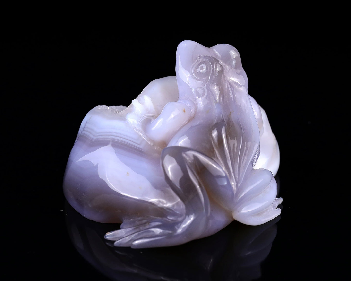 Nicedony 4.1" Geode Agate Hand Carved Crystal Frog Sculpture - View 4