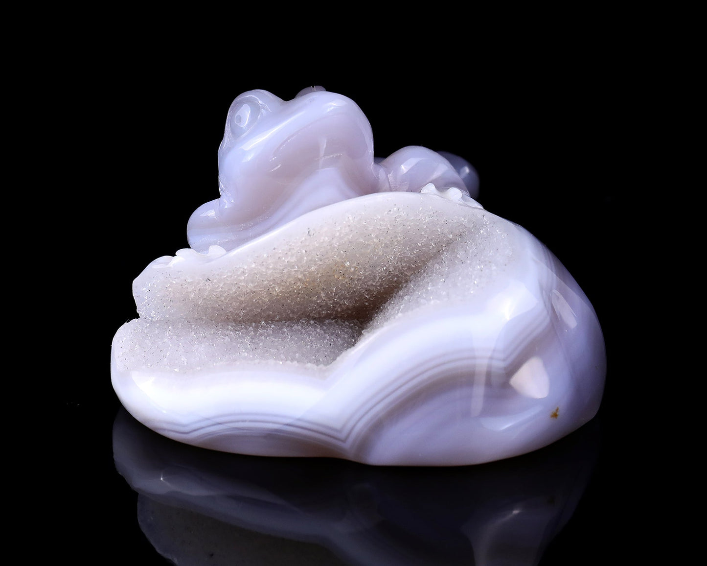 Nicedony 4.1" Geode Agate Hand Carved Crystal Frog Sculpture - View 3